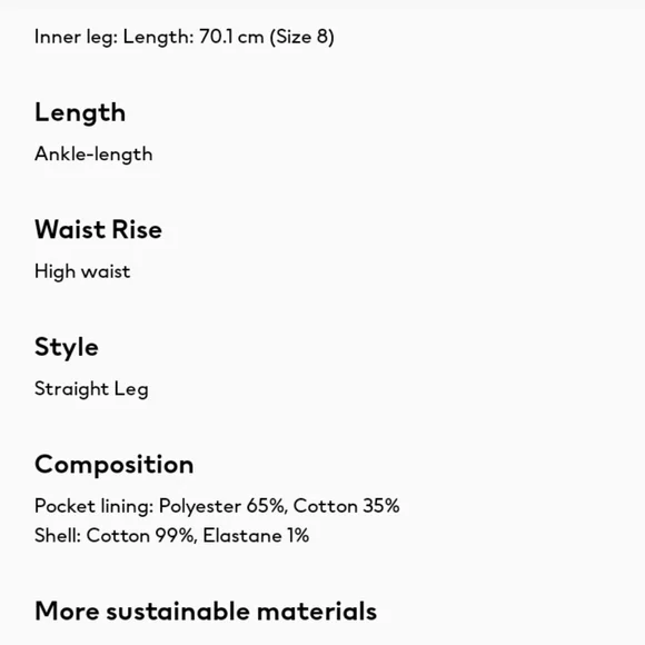 H&M Straight High Ankle Jeans in 'Light Denim Blue', Size 6 - Picture 8 of 12